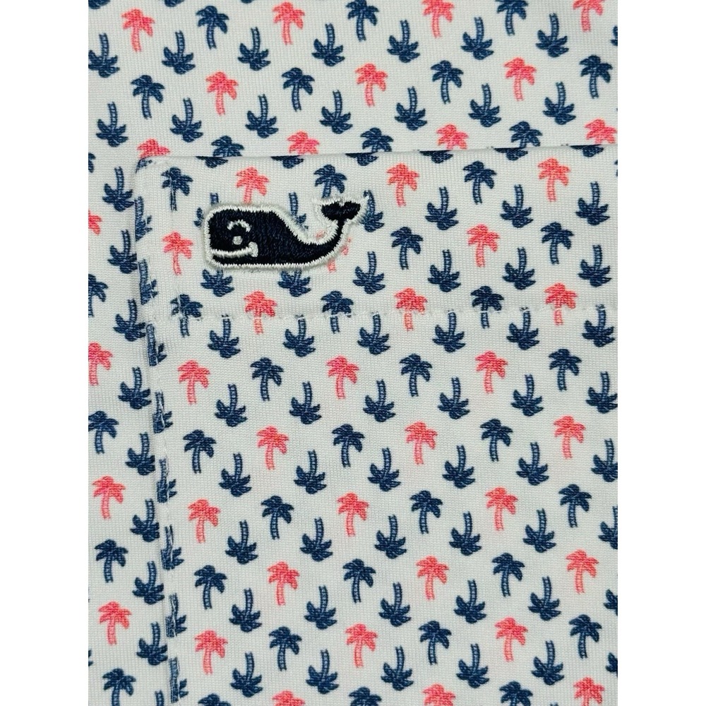 Vineyard Vines Performance Polo Shirt Mens XL Blue/Pink Palm Tree AOP S/S B8 - Picture 3 of 7